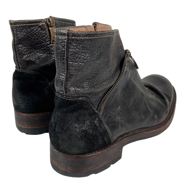 We Are The Original Men’s Dark Brown Distressed Leather Zipper Details Size main image 5
